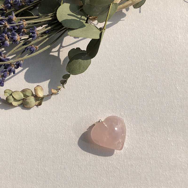 Pendentif Cœur en Quartz rose